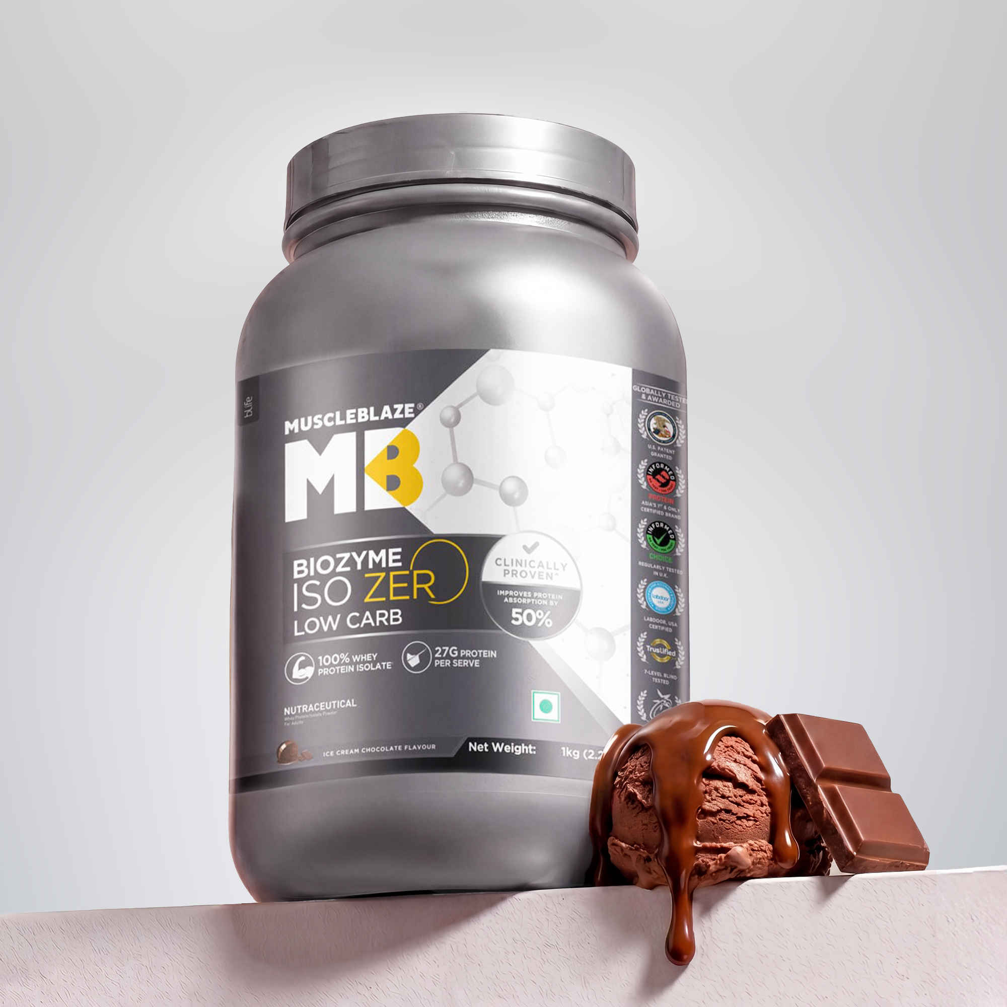MuscleBlaze Biozyme Iso Zero Low Carb Whey Protein Isolate Ice