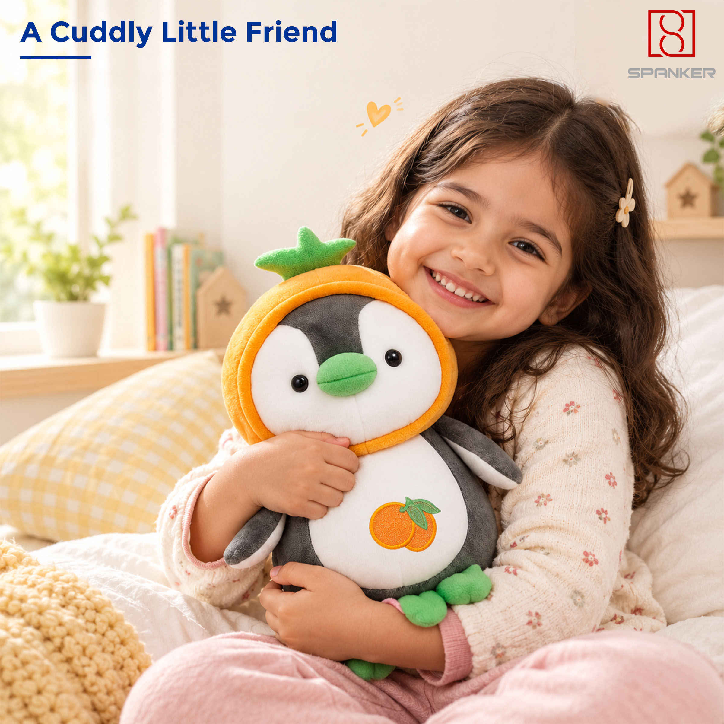 Spanker Penguin Soft Toy Cute Plush with Orange Hood - 28 cm - Buy