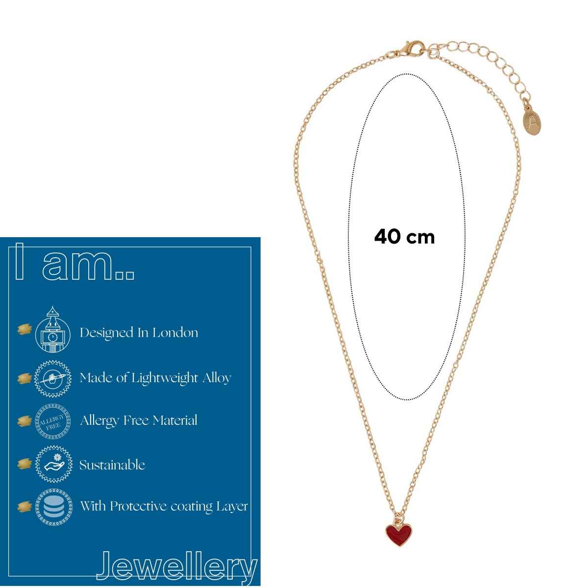 Accessorize London Women Red Enamel Heart Pendant Necklace - Buy