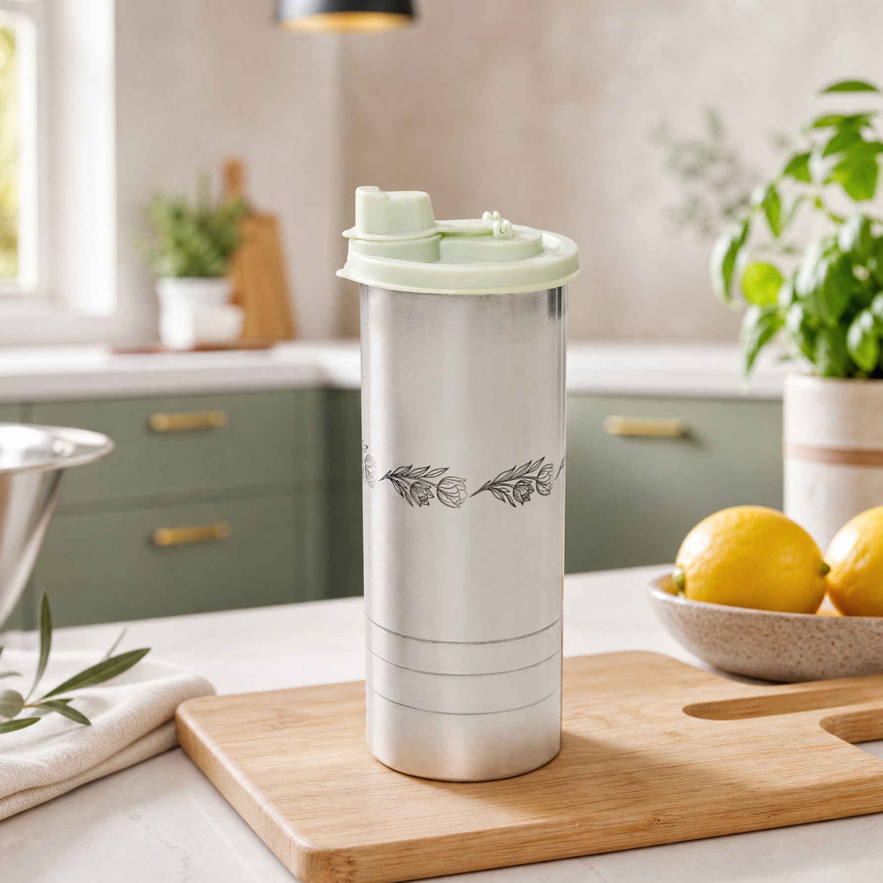 Nestasia Floral Etched Stainless Steel Oil Dispenser - Buy at