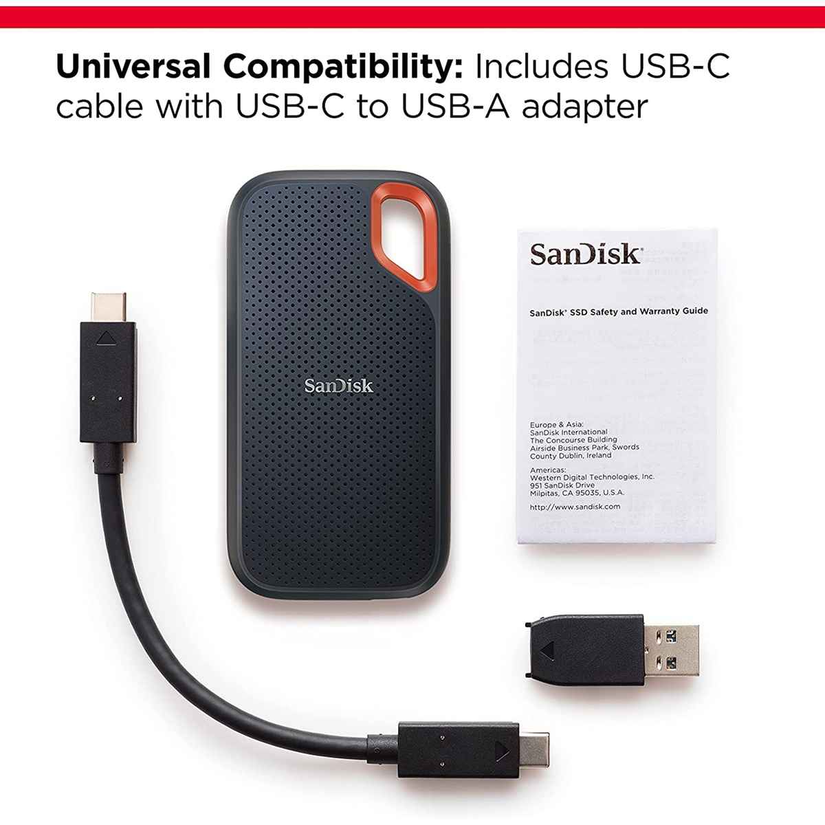 Sandisk Extreme Portable Ssd 1050Mb/S R, 1000Mb/S W, Pc, Mac