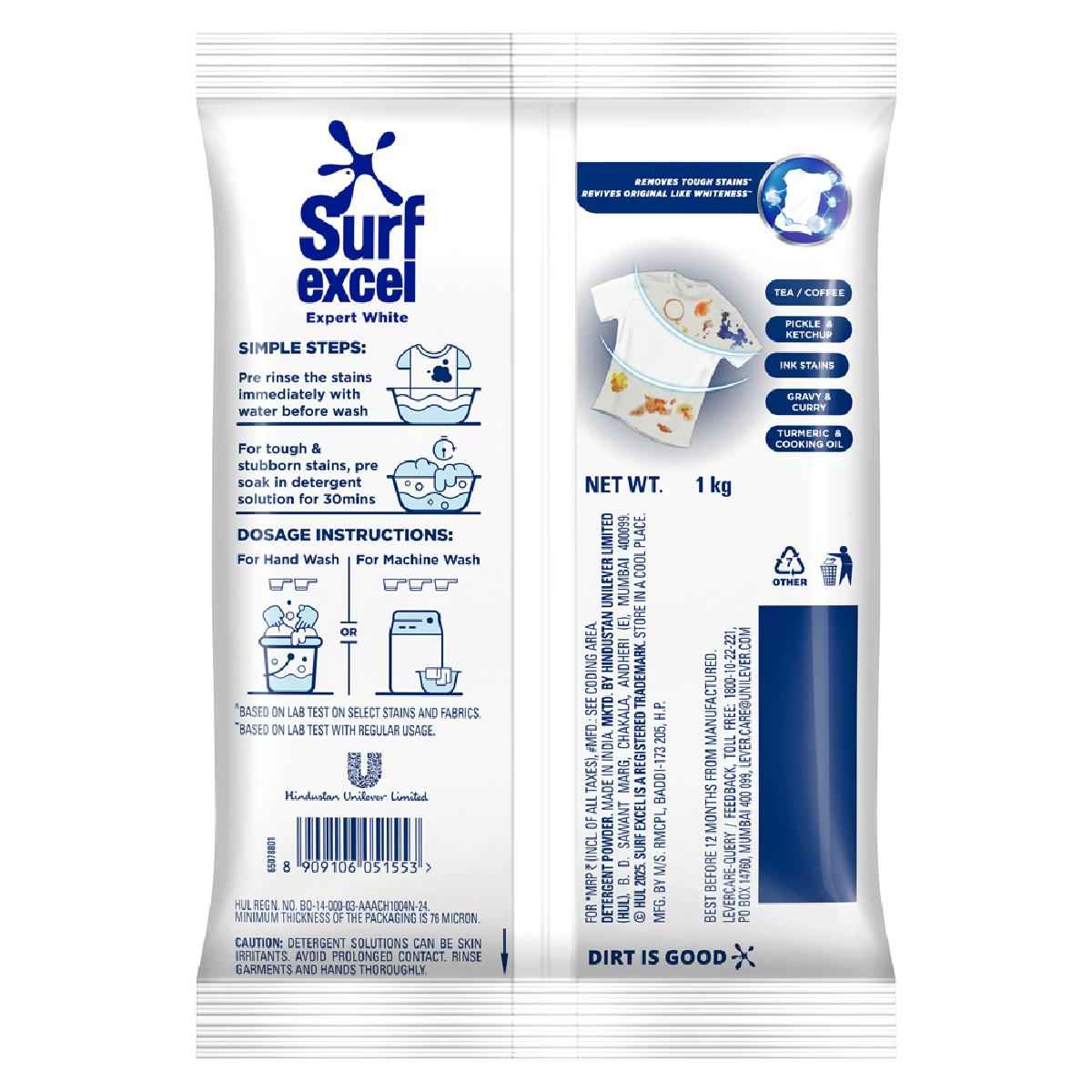 Surf Excel Expert White Detergent Powder - Buy at ₹127 Online