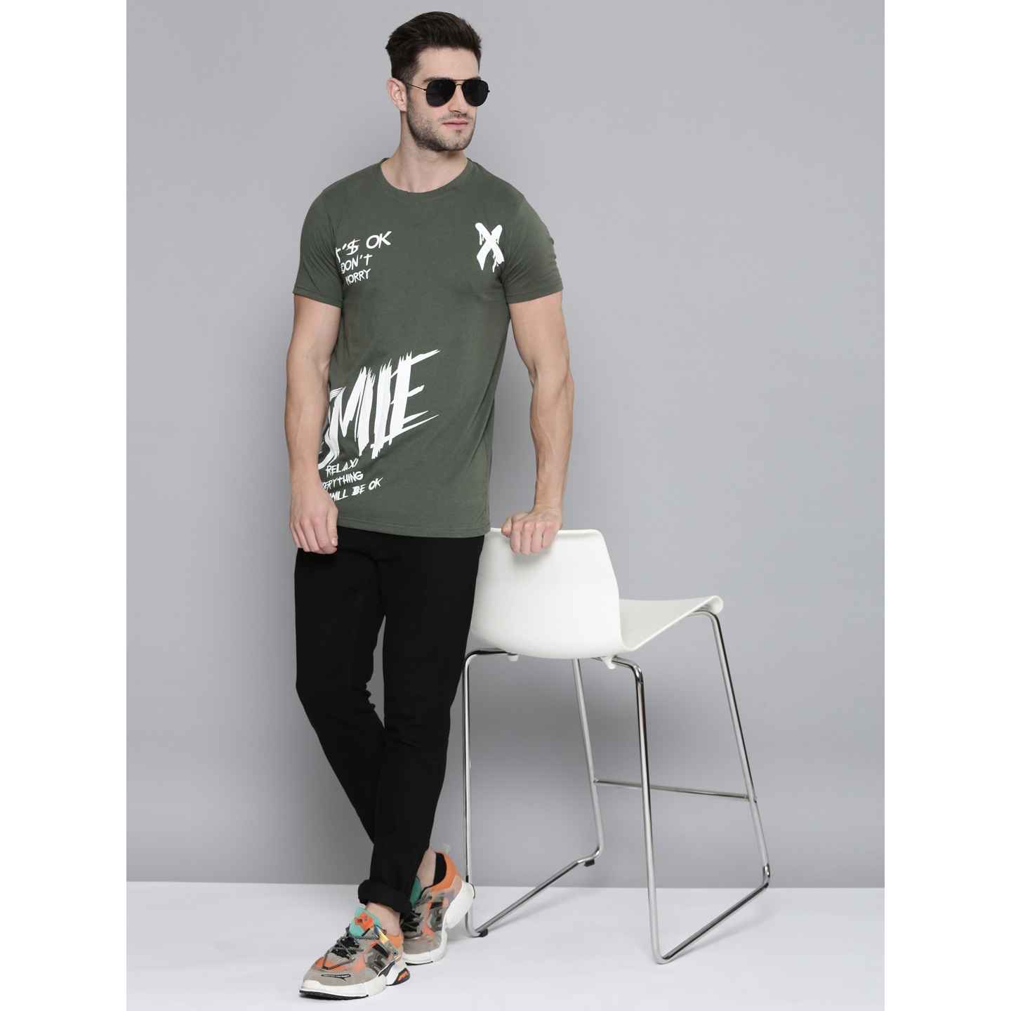 Smartees Mens Printed Tshirt Olive Green - Buy at ₹109 Online