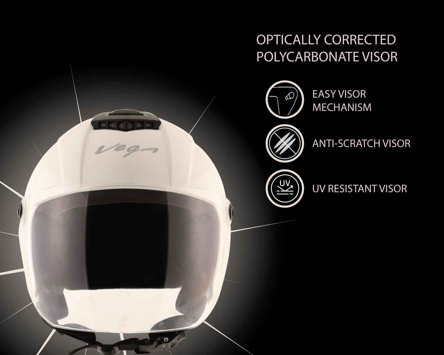 Vega Aster Dx White Helmet-L - Buy at ₹849 Online | Instant