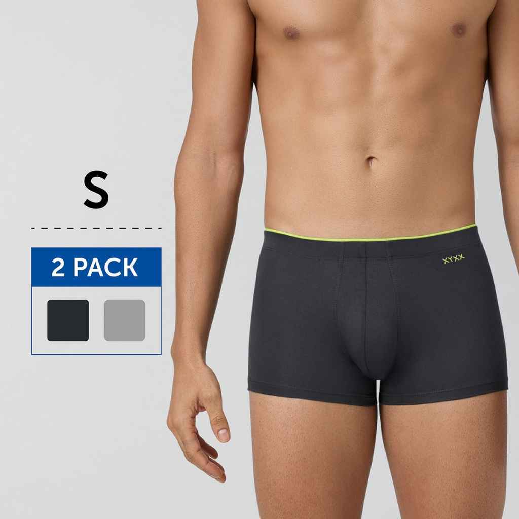 XYXX Men's Uno Modal Solid Trunks Pack of 2, Coral Grey & Heather