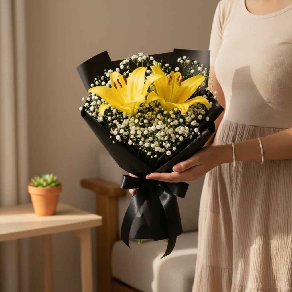 Asiatic Lily Yellow - Buy at ₹518 Online | Instant Delivery - Zepto