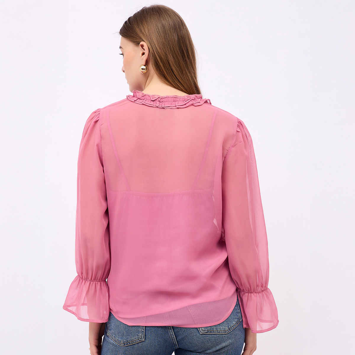 Styli Women's Casual Wear Solid V-Neck Long Sleeves Blouse with