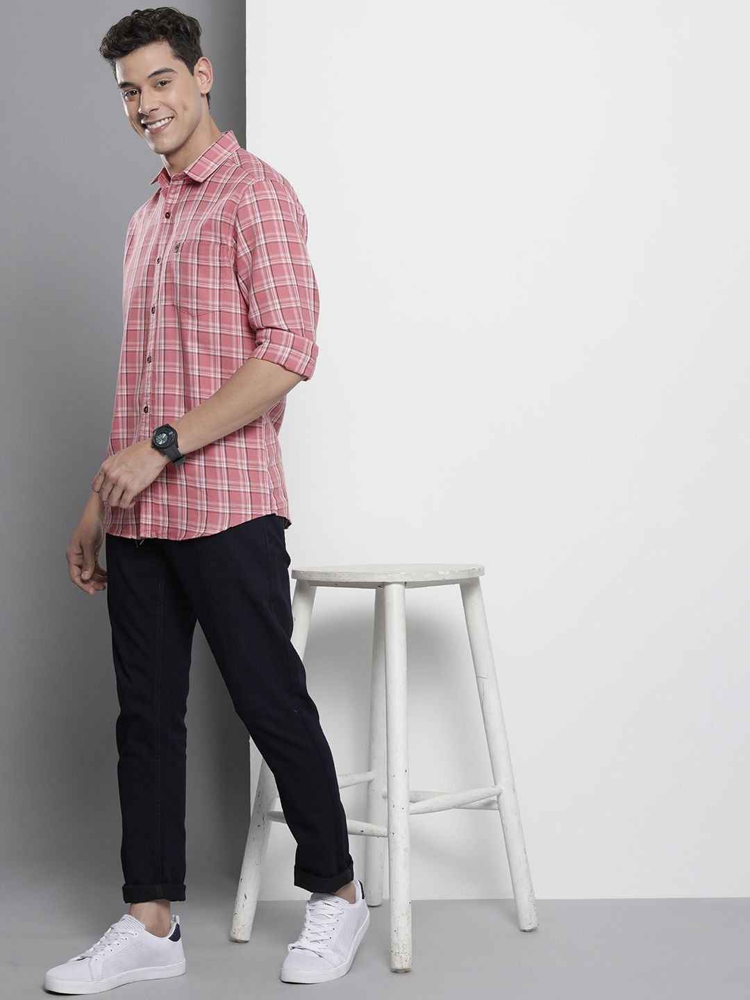 The Indian Garage Co Men's Regular Fit Checkered Casual Shirt