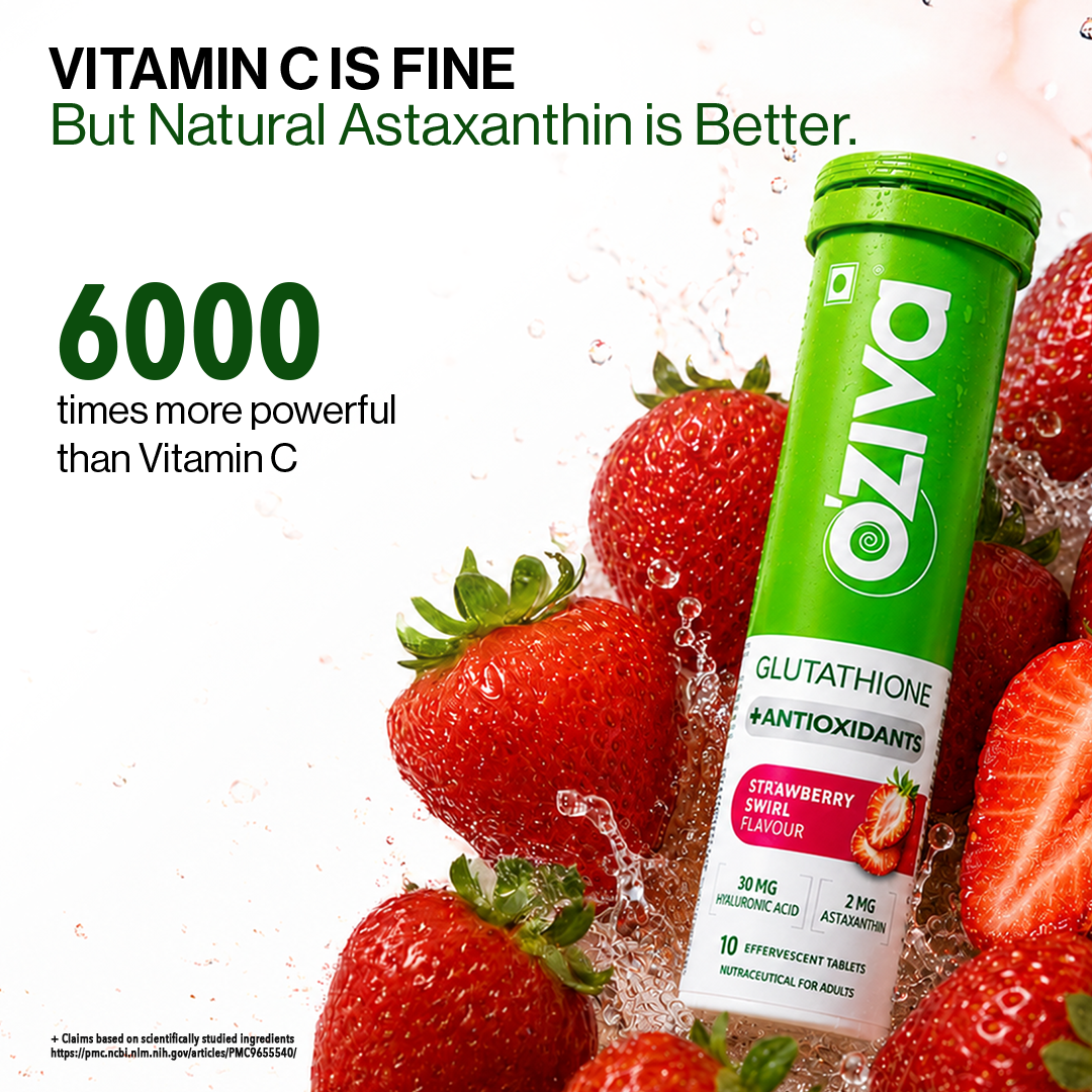 oziva glutathione tablets india Bioactive Vitamin C fizzy for Skin glow & Anti-Pigmentation - Strawberry - Buy at ₹499 Online | Instant Delivery B.shine Gluta Chew Size:15+15 Tablets Concerns_Blackheads