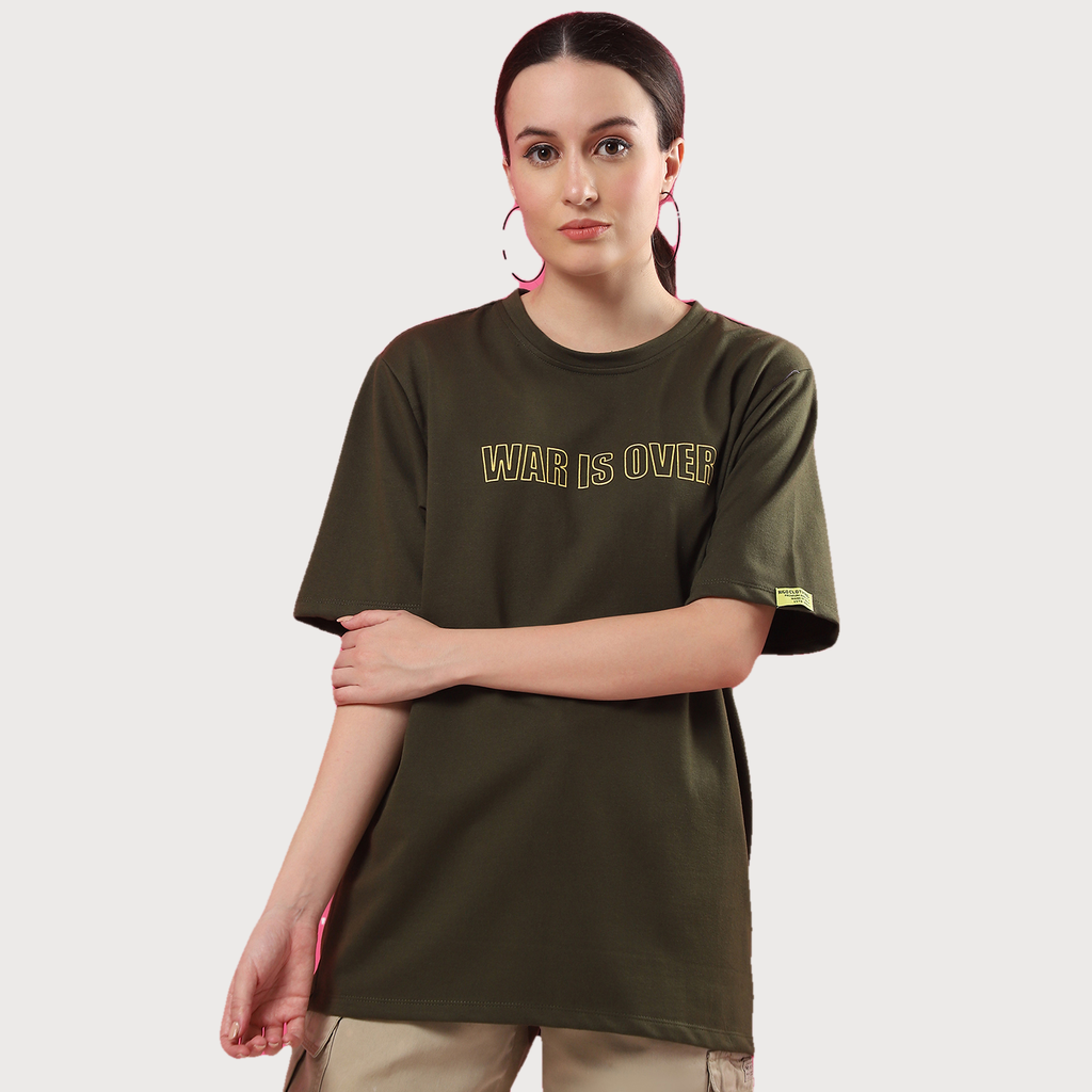 Rigo Women Terry Oversized Printed T-shirt - Buy at ₹490 Online
