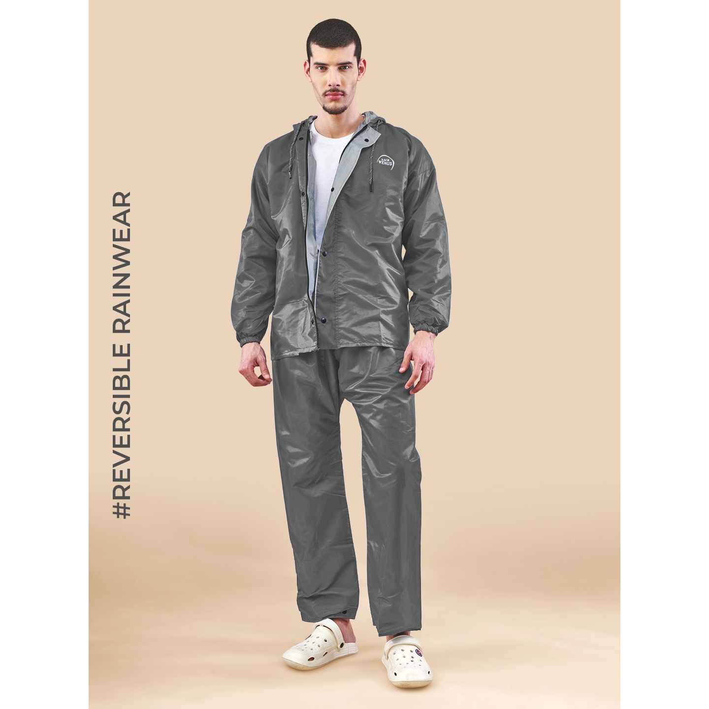 Lux Venus Reversible Rain Suit for Men - Plain Grey - Buy at ₹610