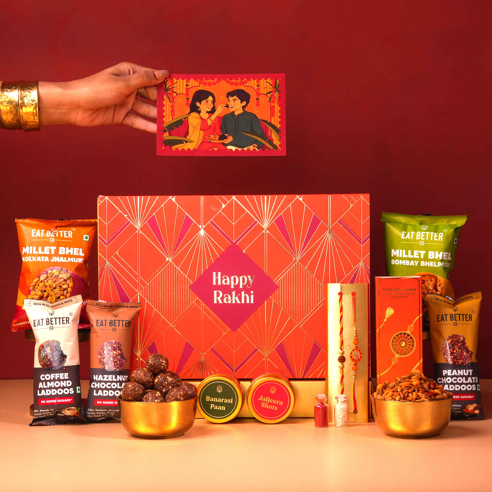 Eat Better Co Rakhi Gift Hamper for Brother 9-Item Sneh box - Buy