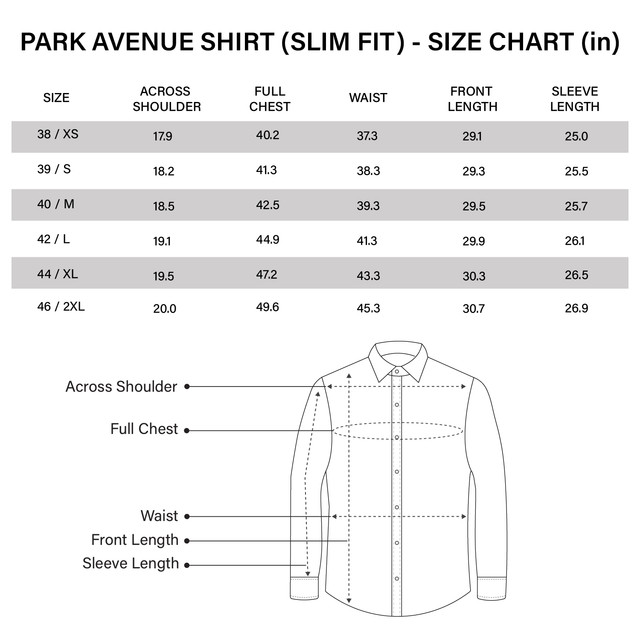 Park Avenue Men Slim Fit Pure Cotton Cut Away Collar Full Sleeve