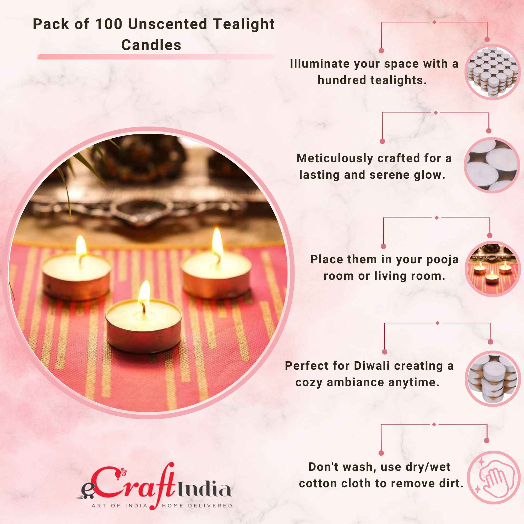 White Wax Unscented Tea Light Candles - Buy at ₹329 Online
