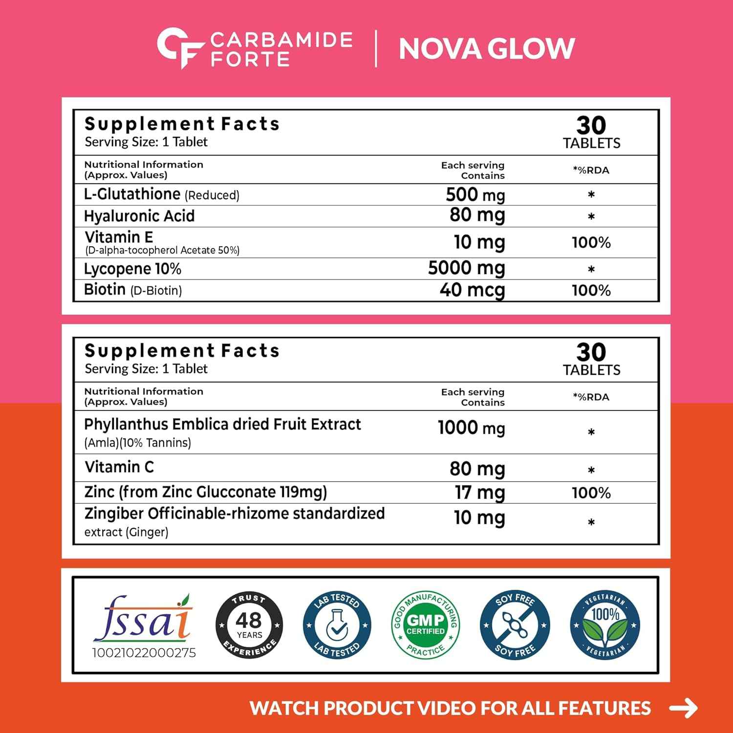 Carbamide Forte Japanese Reduced L Glutathione 500mg Tablets with Vitamin C from Amla Extract - Buy at ₹1385 Online | Instant Delivery