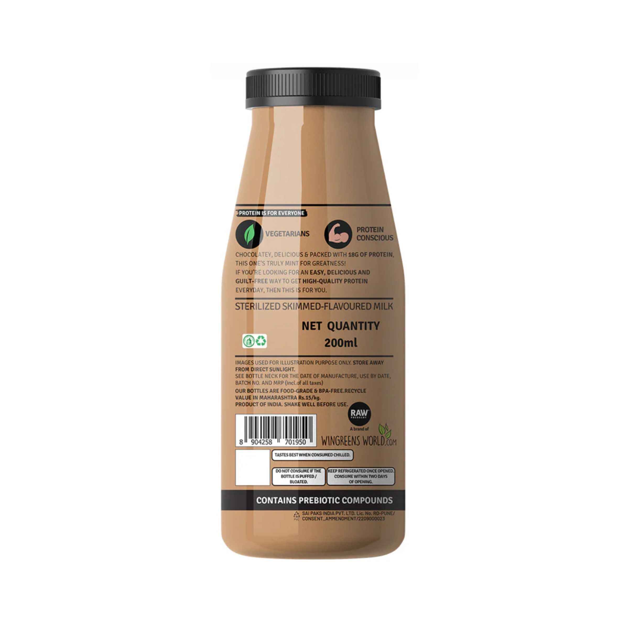 RAW Pressery Choco Mint 18G Protein Milkshake No Added Sugar