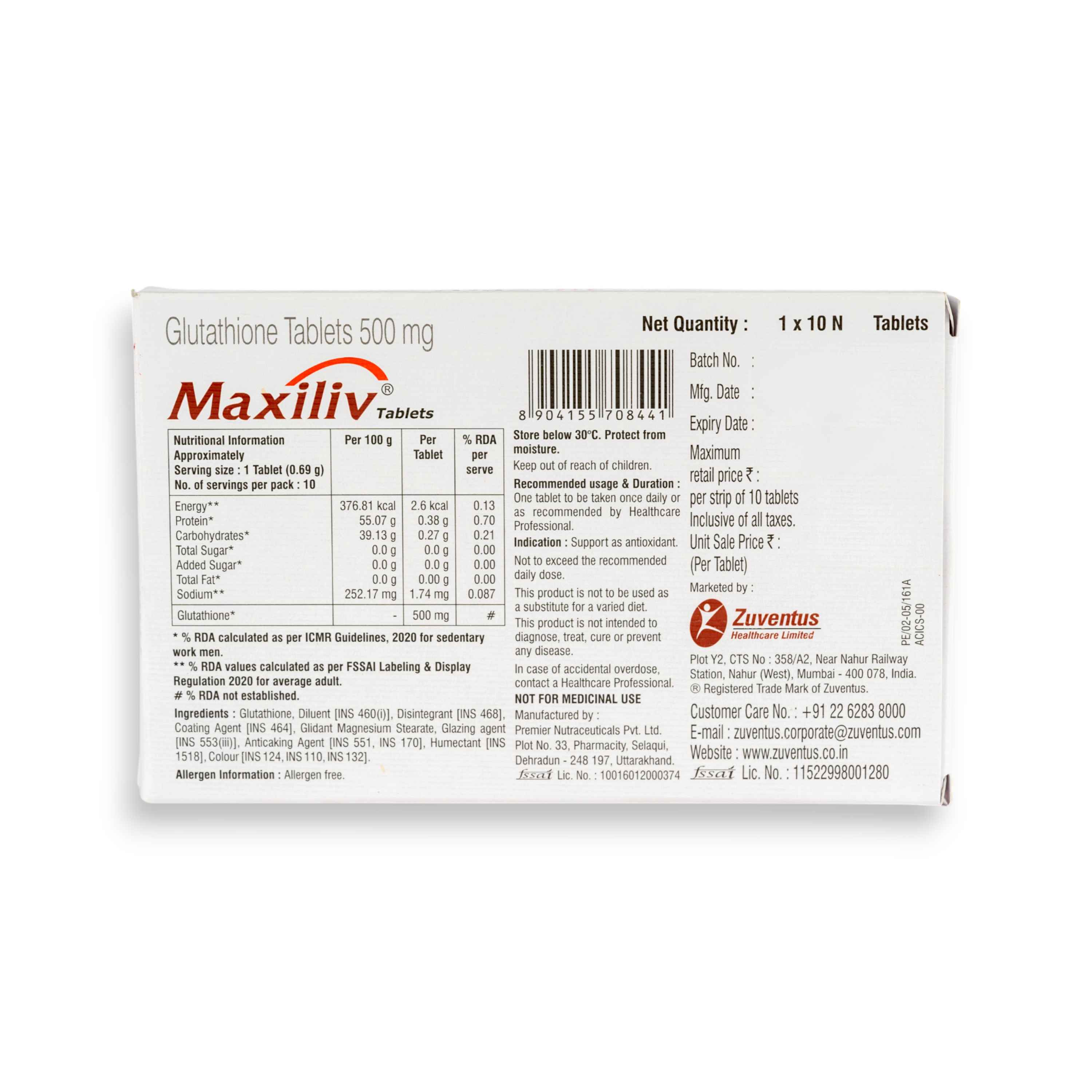 maxiliv glutathione tablets 500mg uses Tablet - Buy at ₹1312 Online | Instant Delivery DRYNESS