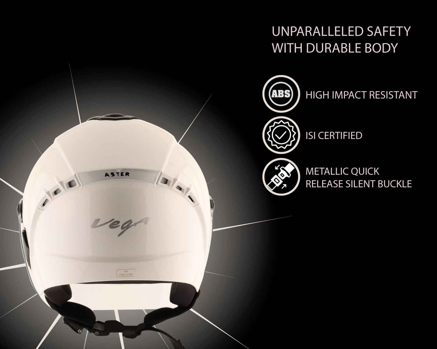 Vega Aster Dx White Helmet-L - Buy at ₹849 Online | Instant