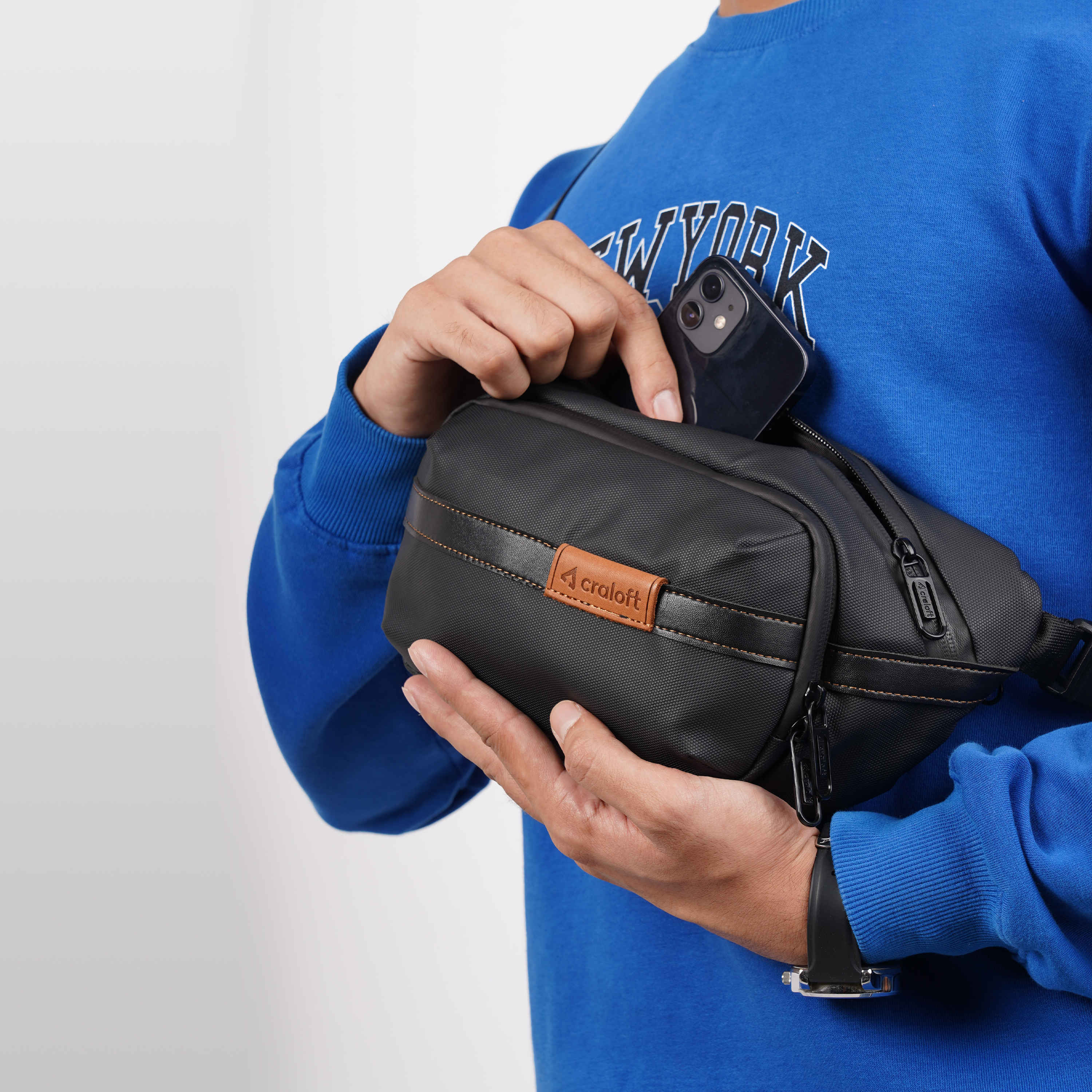 Crossbody Bags Two Pocket Fanny Pack Craloft Waist Bag Fanny Pack For Men Women,Chest Crossbody Sling Bags For  Money,Passport Travel