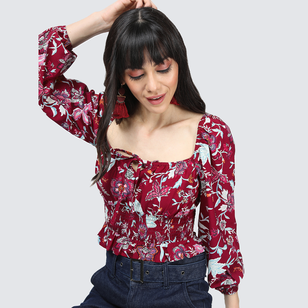 Tokyo Talkies Women's Floral Print Top - Buy at ₹399 Online