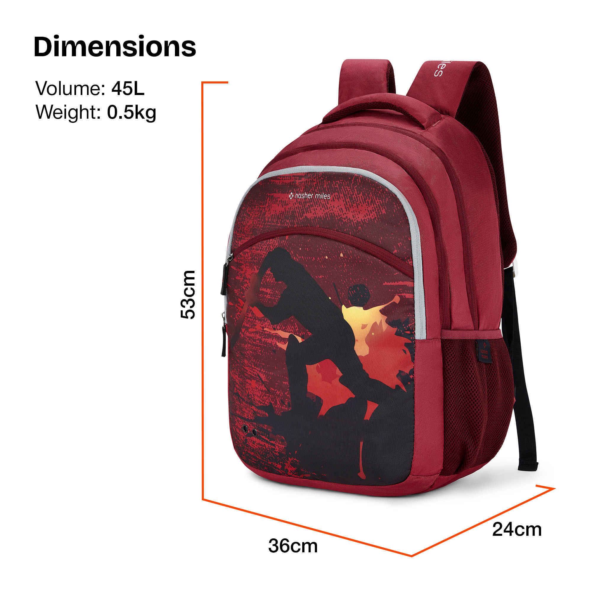 Nasher Miles Cricket Backpack- Unisex- 3 Compartment Casual