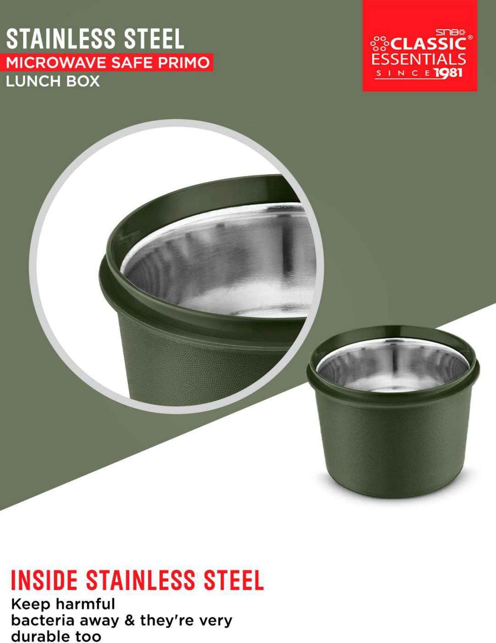 Classic Essentials Microwavable Insulated 3 Containers Meal Pro