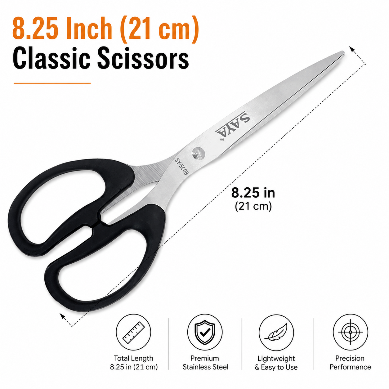 Saya Stainless Steel Scissors 8.25 inch - Buy at ₹93 Online