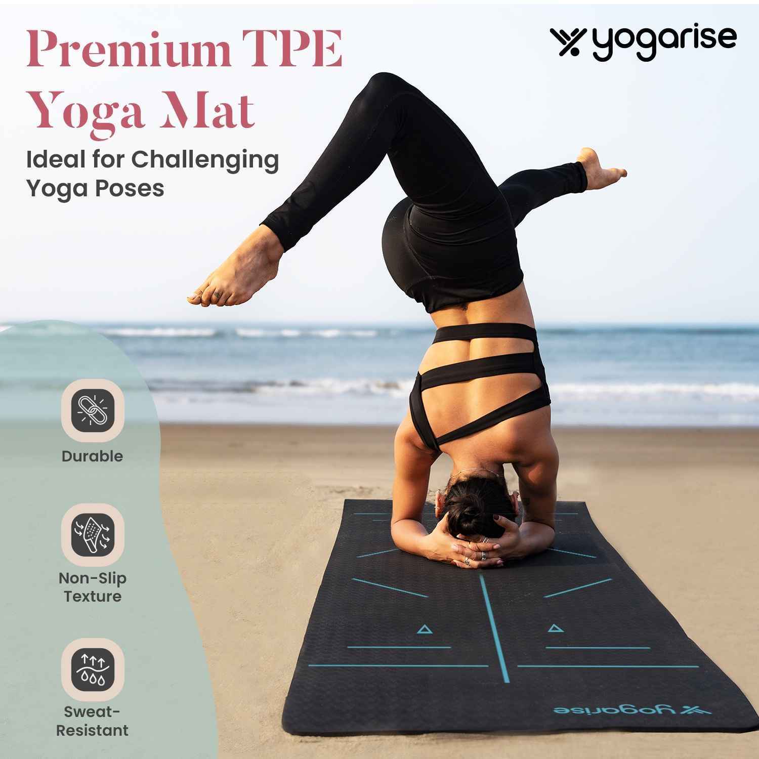 YOGA BOARD ヨガボート Yogarise 8mm BalanceYogi TPE Yogamat with Bag, Black - Buy at