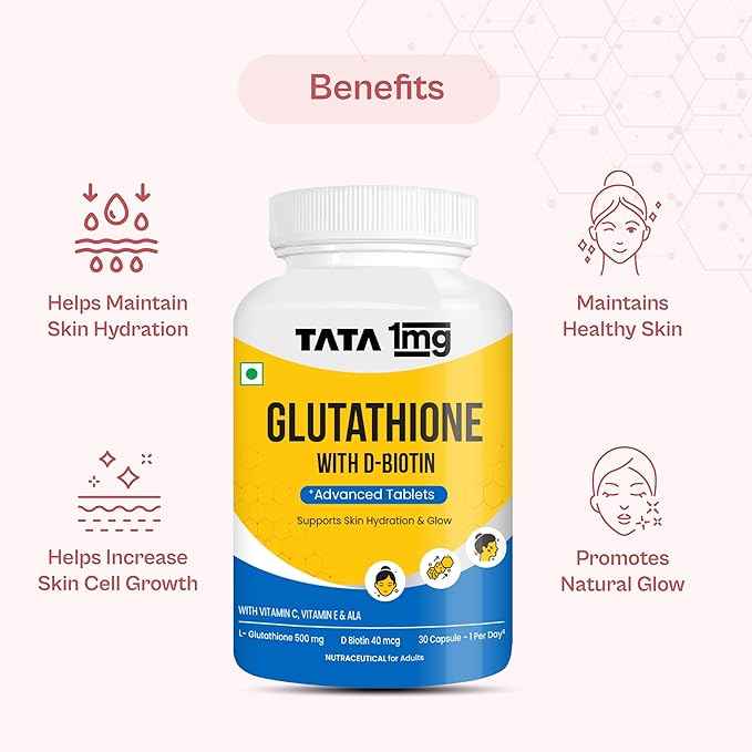 Tata 1mg Glutathione Advanced Capsule Pack Of 30 Tablets - Buy at ₹595 Online | Instant Delivery