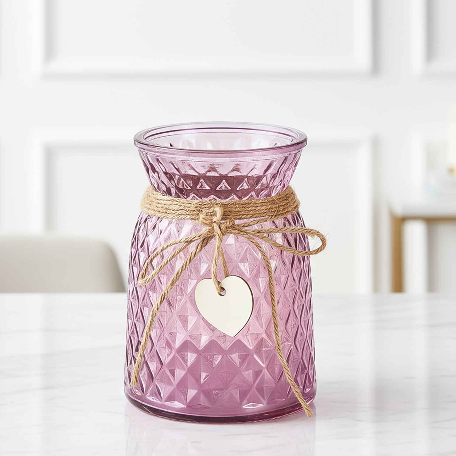 Purple Glass Flower Vase with Heart Tag - Buy at ₹573 Online