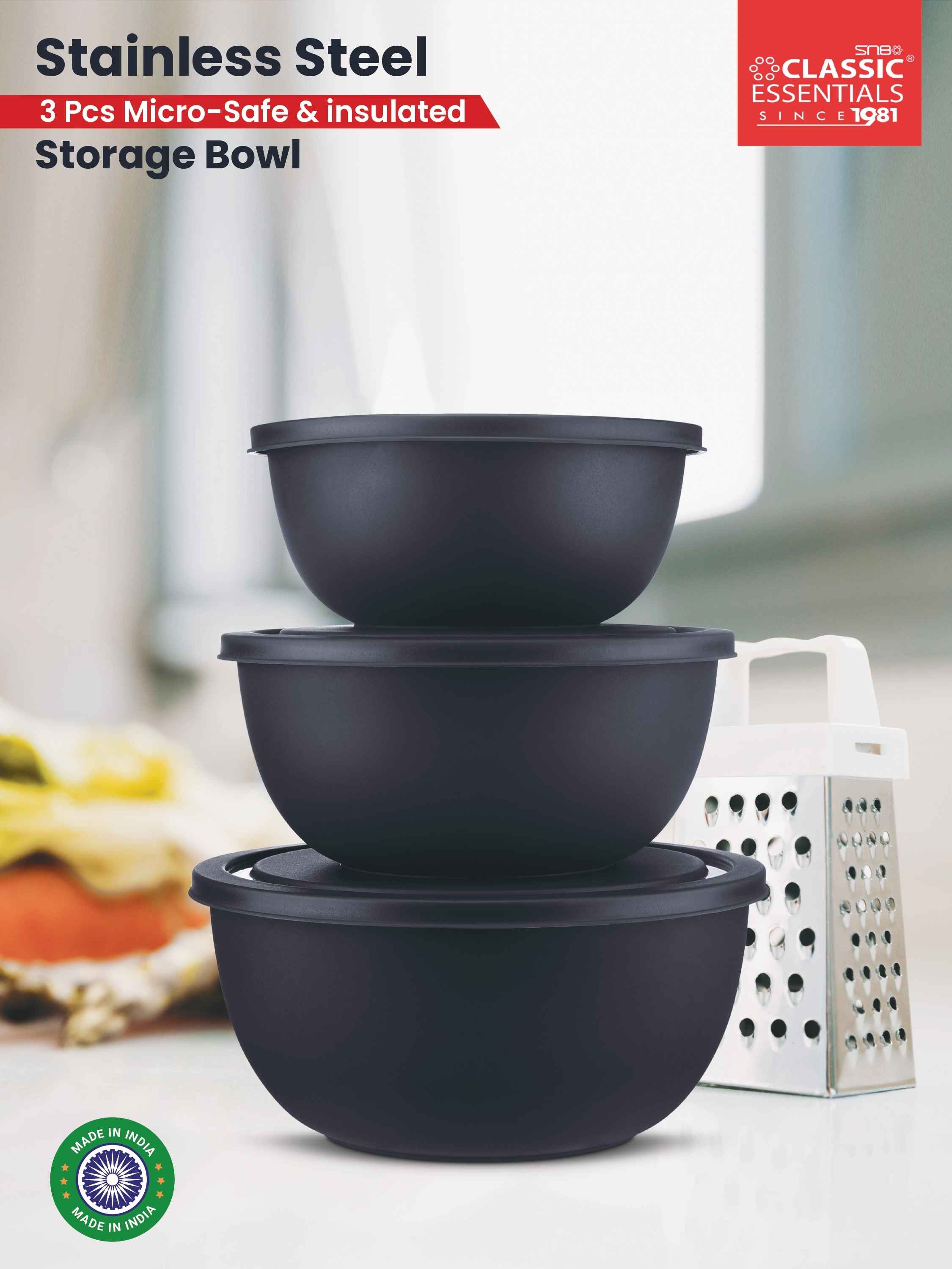 Classic Essentials Stainless Steel Microwave Safe Mixing Bowl Set