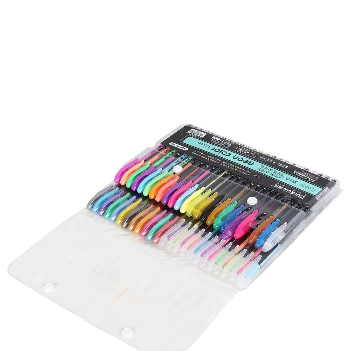 Chrome 6107-48Pcs Neon Gel Pens Set with Fluorescent, Metallic