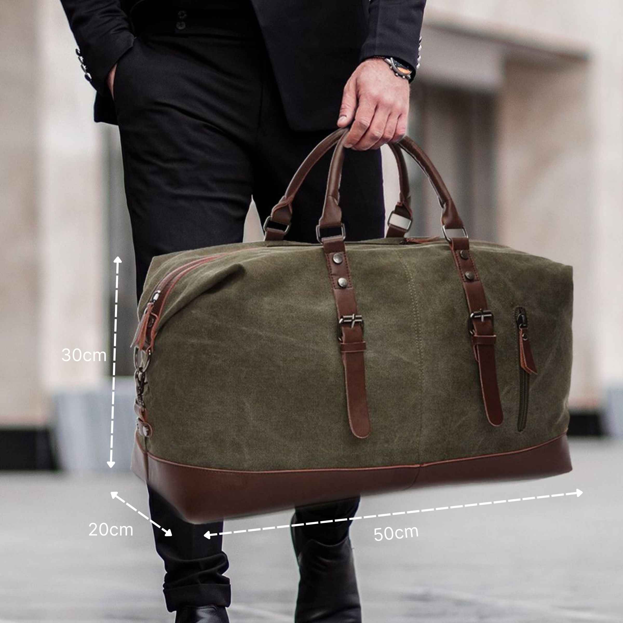 Fur Jaden Green 36 L Water Resistant Canvas Weekender Travel