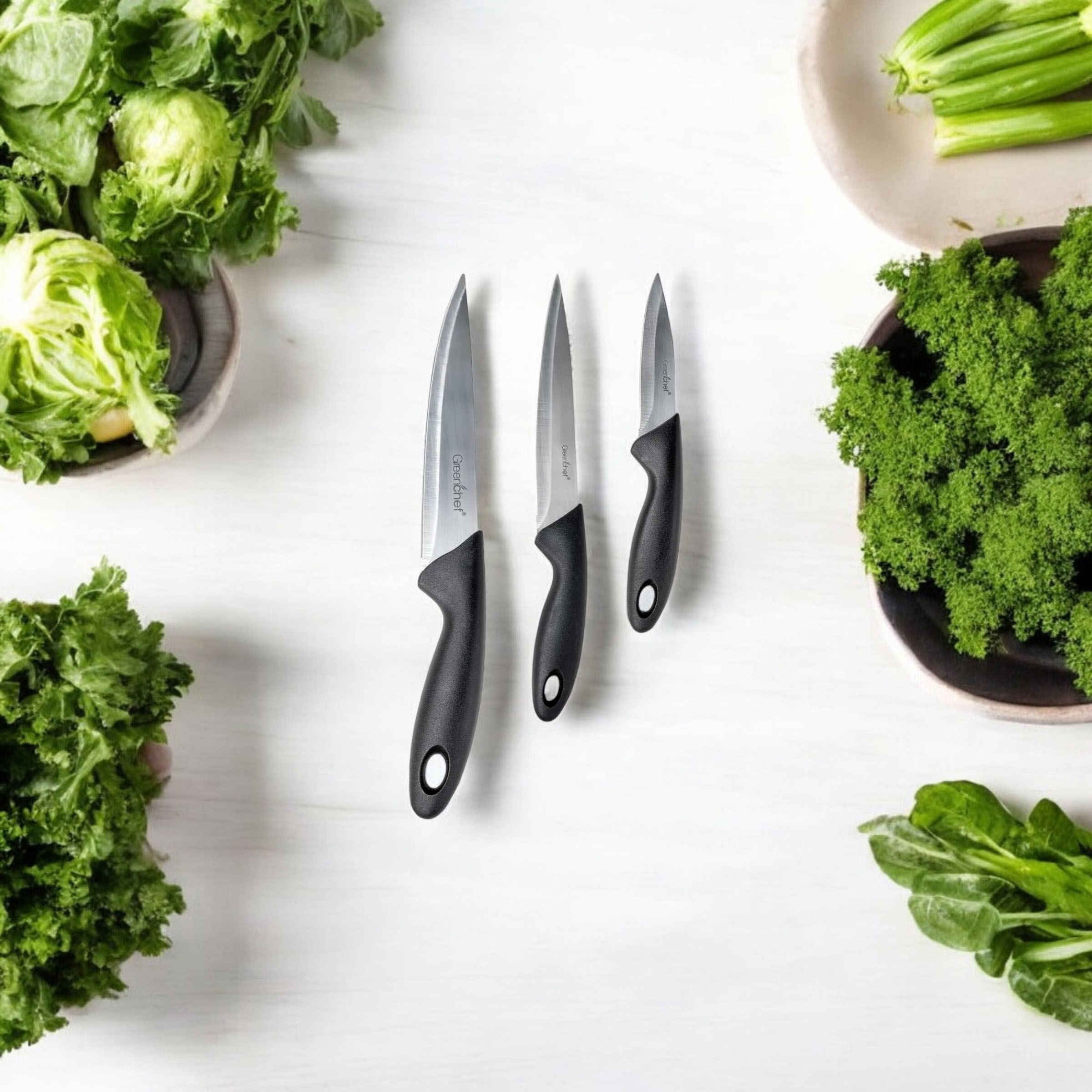 Greenchef Stainless Steel Knife 3Pcs Set - Culter - Buy at ₹235