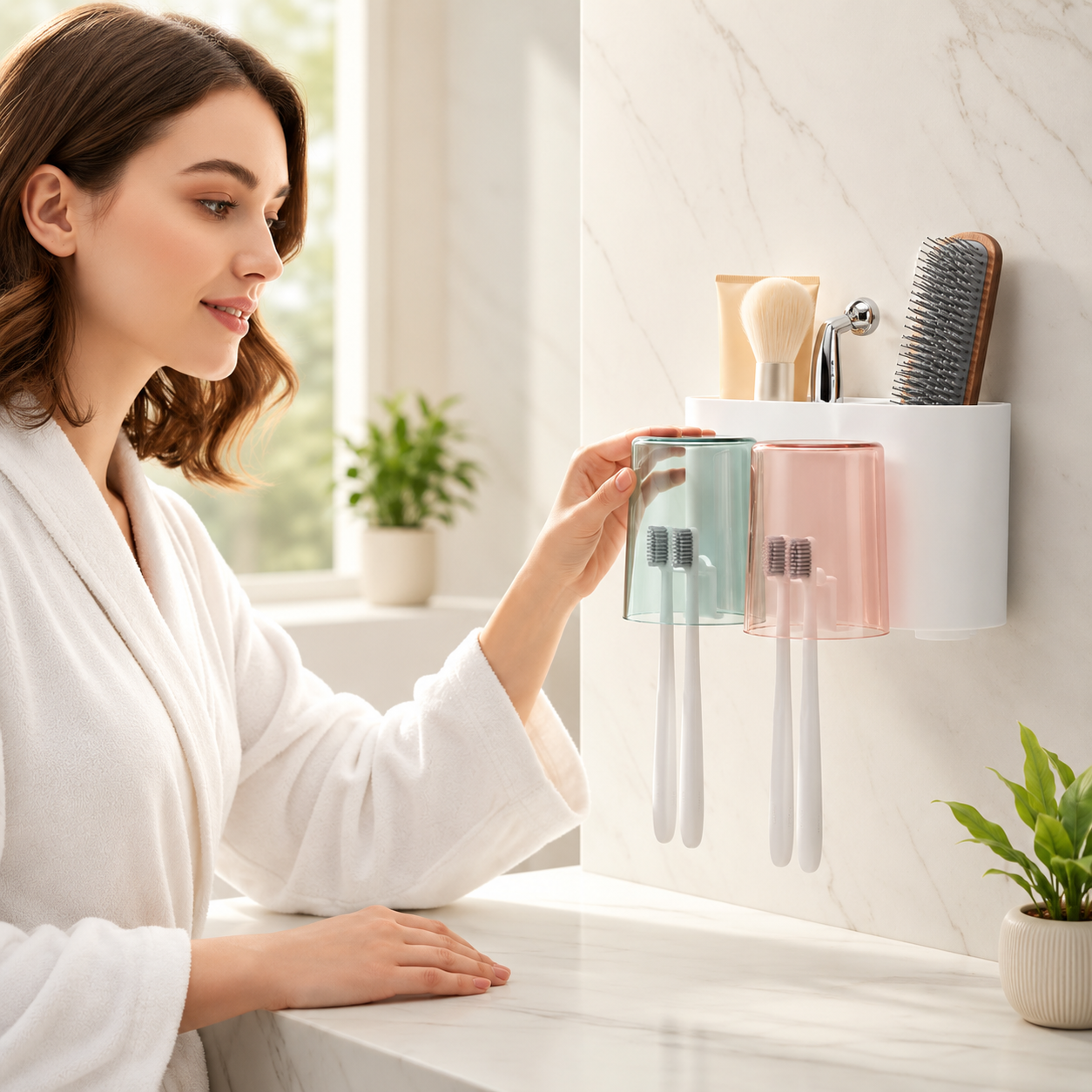 Zedak Wall Maunted Self Adhesive Toothbrush Holder Set - Buy at