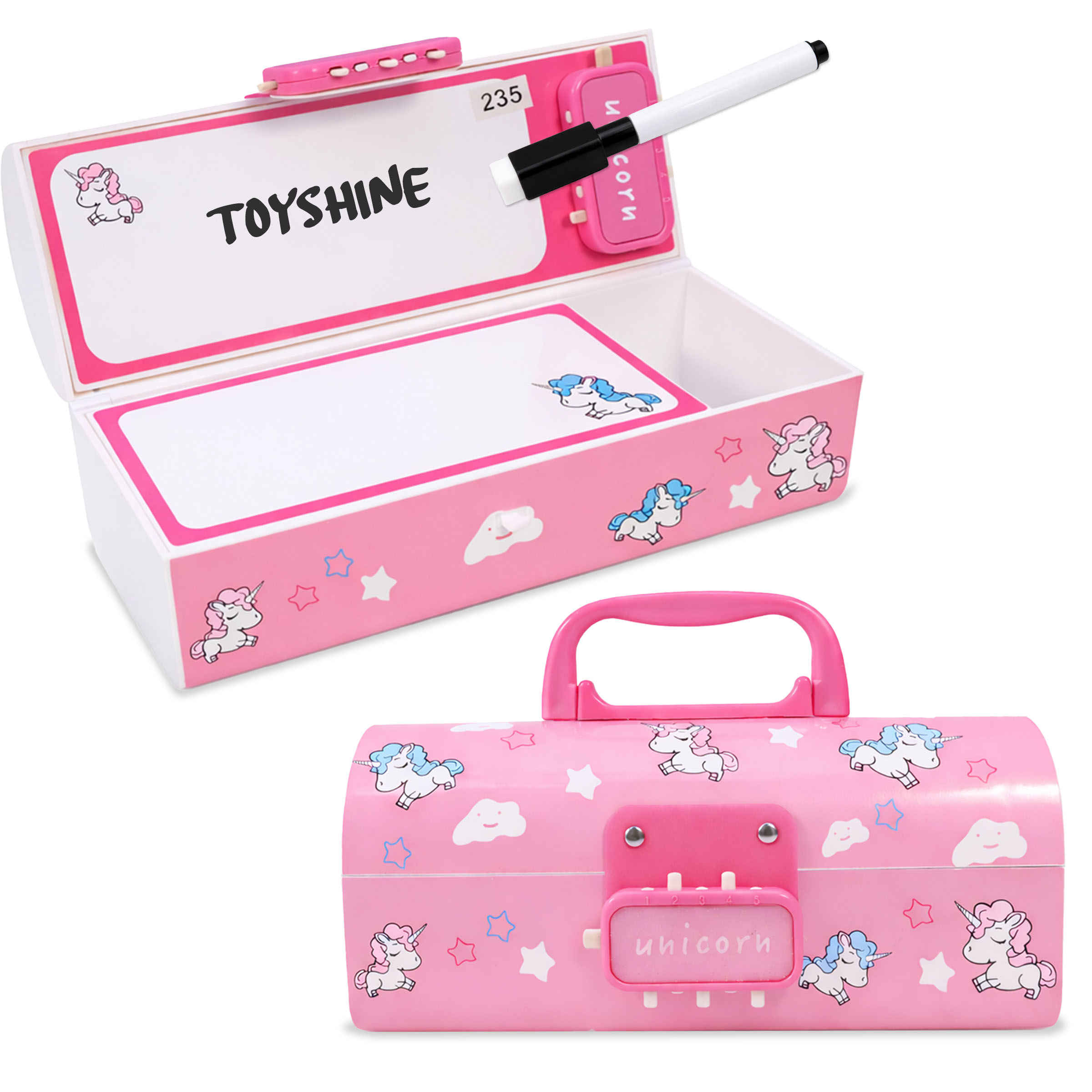 Toyshine Code Lock Pencil Box Multi Compartment Secret Storage