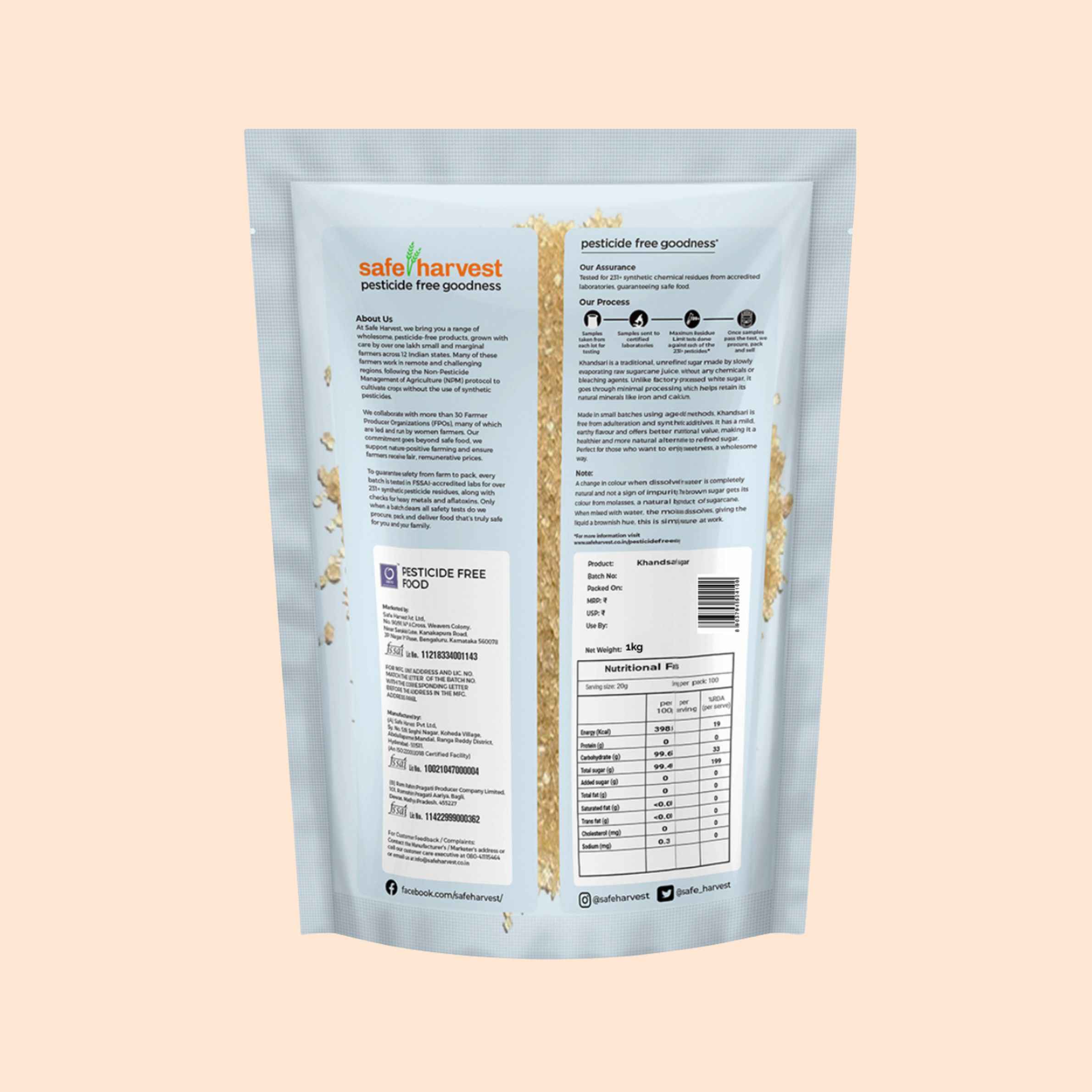 Safe Harvest Pesticide-Free Khandsari Sugar - Buy at ₹171 Online