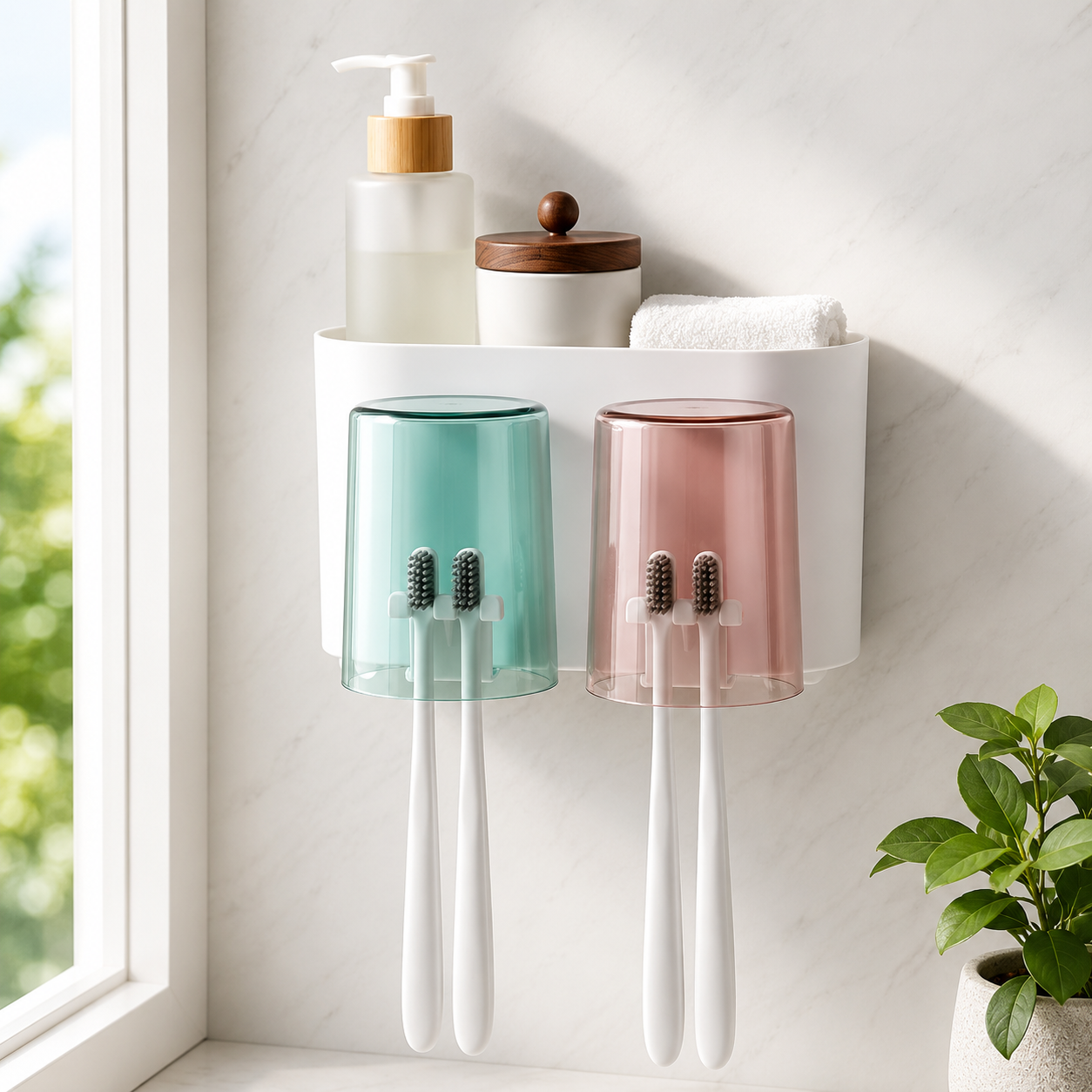 Zedak Wall Maunted Self Adhesive Toothbrush Holder Set - Buy at