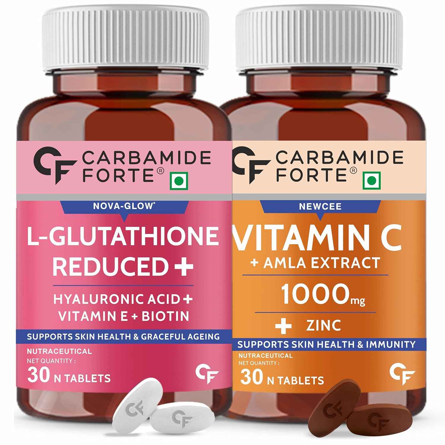 Carbamide Forte Japanese Reduced L Glutathione 500mg Tablets with Vitamin C from Amla Extract - Buy at ₹1385 Online | Instant Delivery