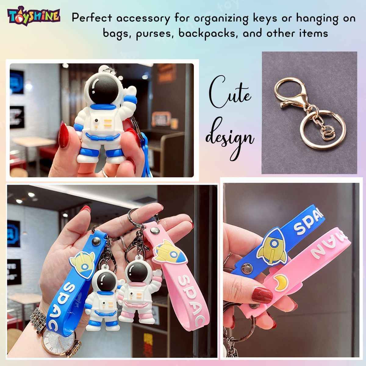 Toyshine 6 Pc Cute keychain Kawaii Cartoon Keychains with Holder