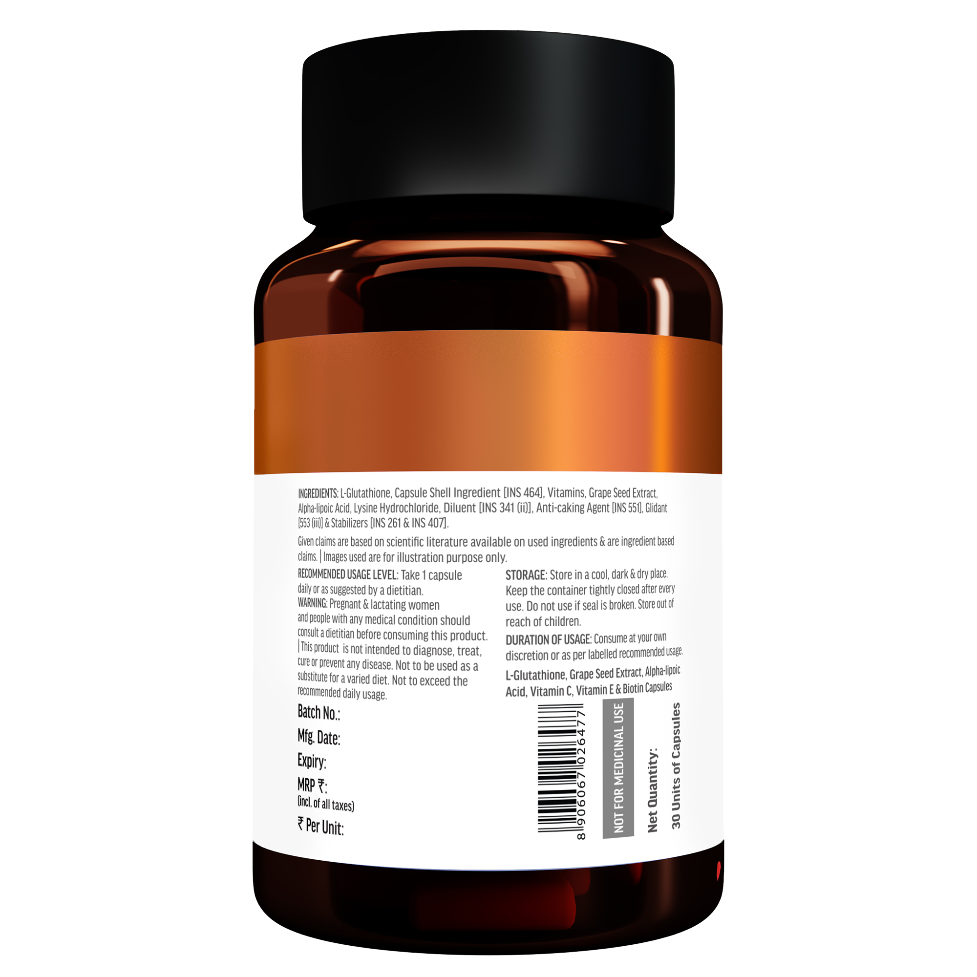Healthkart HK Vitals Glutathione 500mg Capsule - Buy at ₹759 Online | Instant Delivery