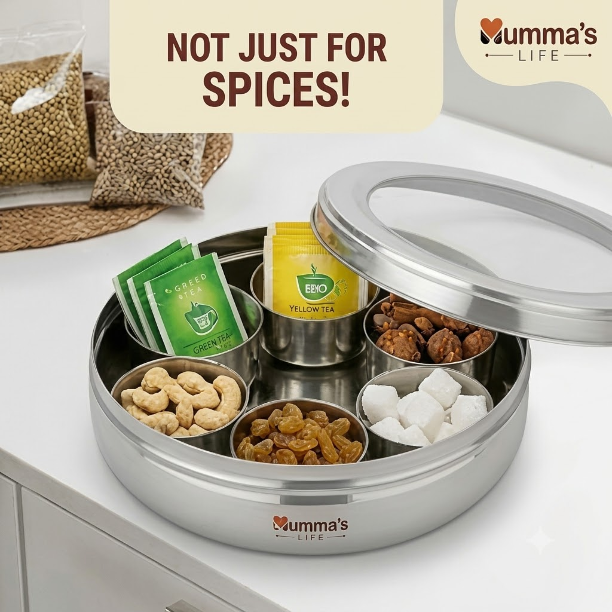 Mumma's Life Stainless Steel Masala Box 1200 ml - Buy at ₹1199 Mumma's Life Stainless Steel Masala Box 1200 ml - Buy at ₹1199