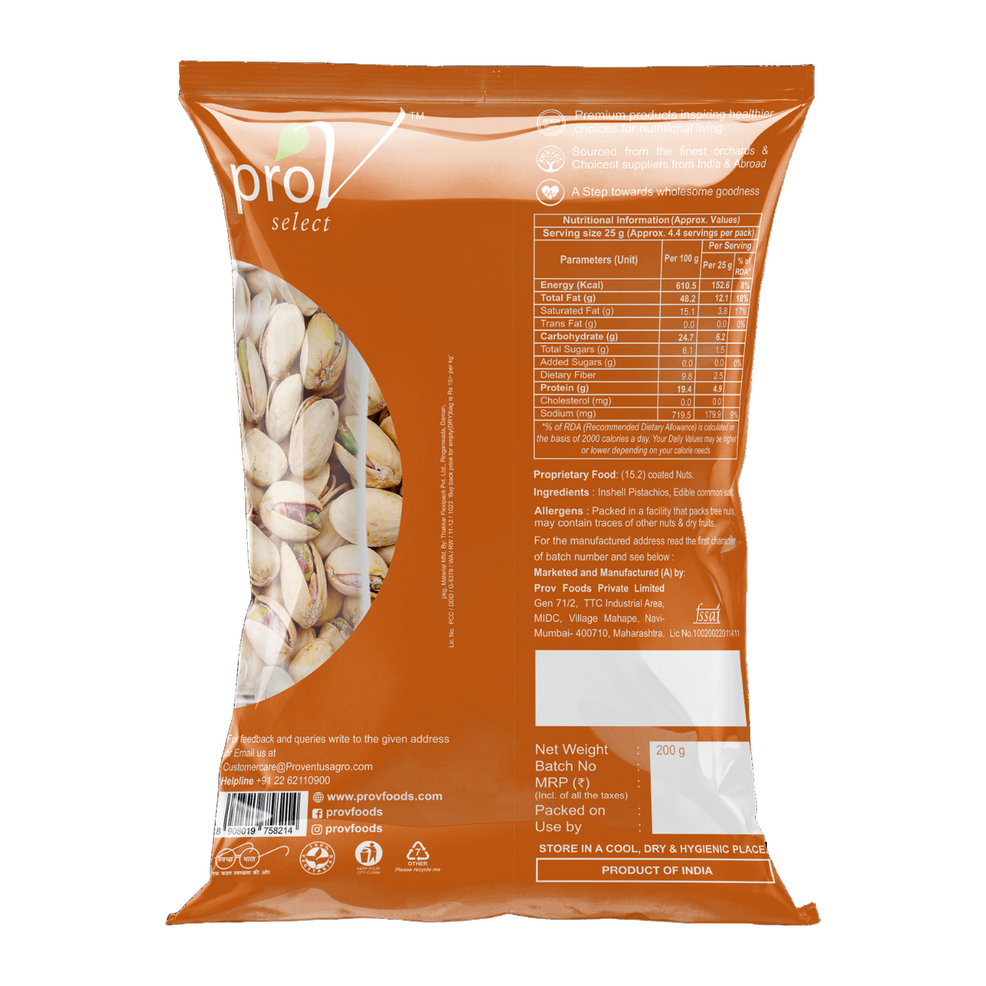 Prov Select-Pistachio California Roasted & Salted - Buy at ₹289