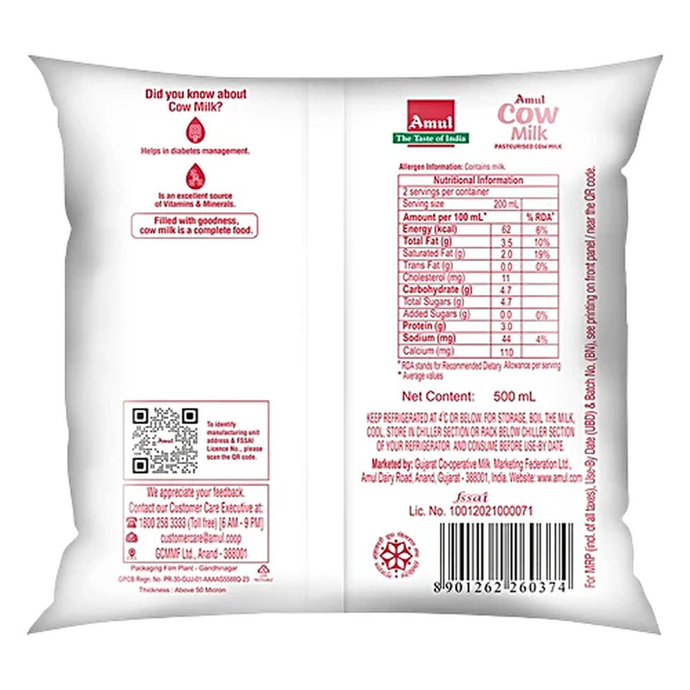 Amul Cow Fresh Milk - Buy at ₹31 Online | Instant Delivery - Zepto