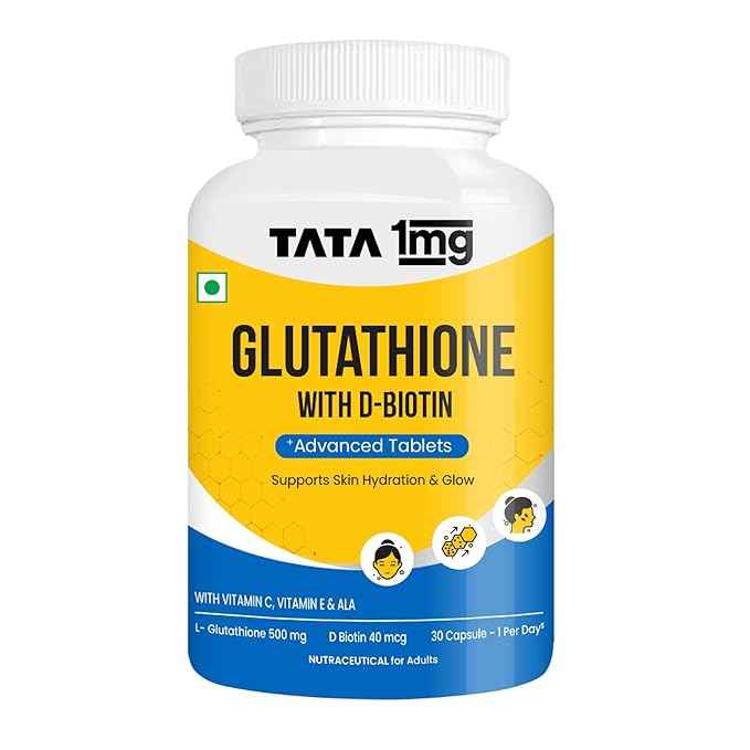 Tata 1mg Glutathione Advanced Capsule Pack Of 30 Tablets - Buy at ₹595 Online | Instant Delivery
