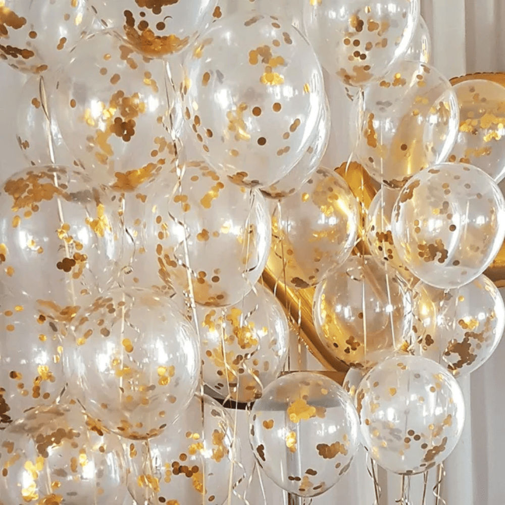 Let's Vybe Gold Confetti Balloons - Pack Of 10