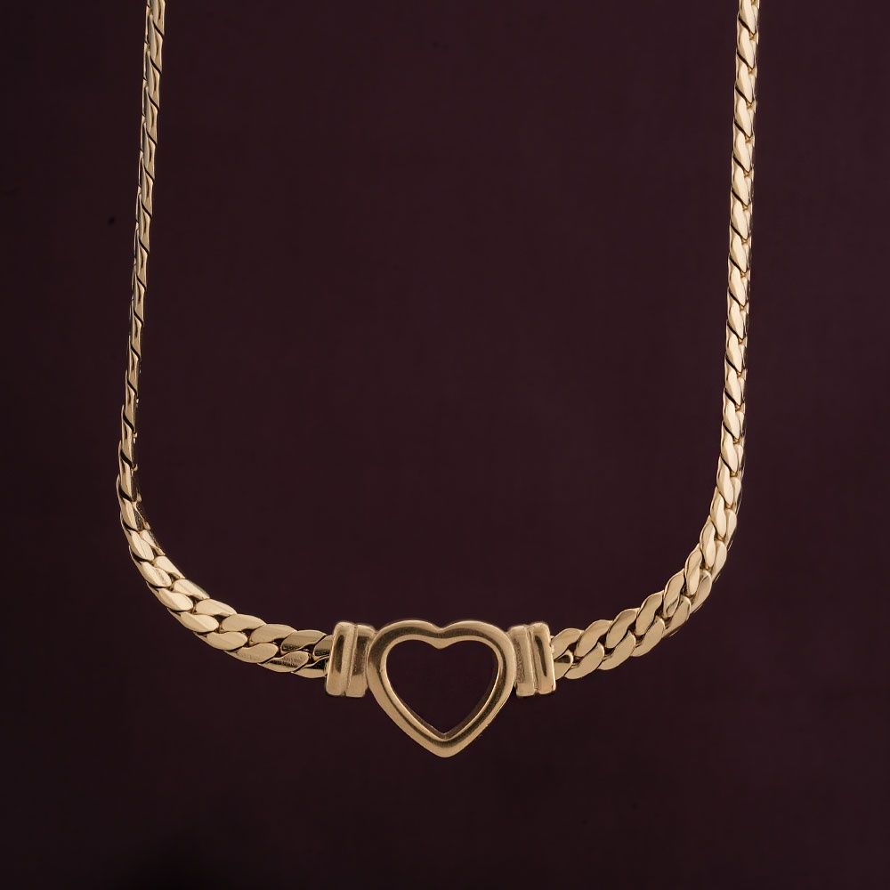 Palmonas Cuban Chain Hollow Heart Necklace