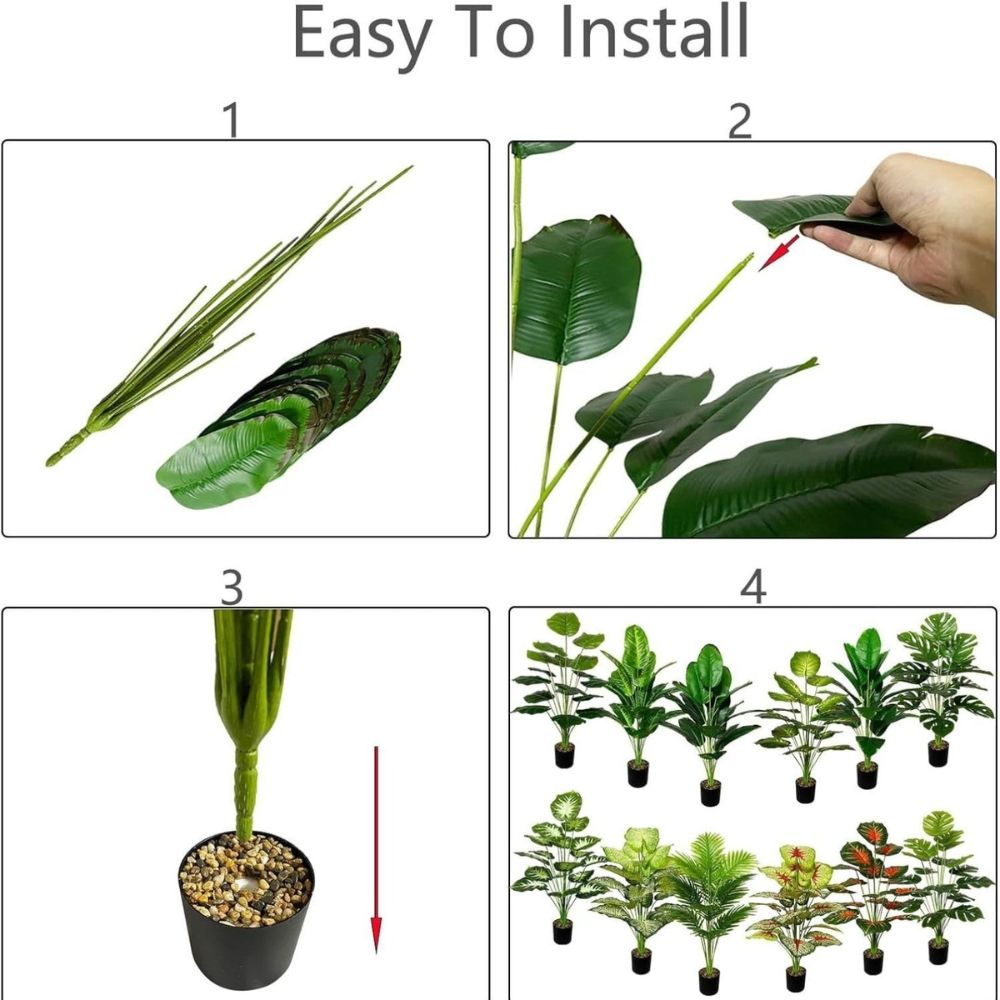 Go Hooked Artificial Plant with complimentary Nursery Pot Dual Shade Leaves Artificial 12 Leaves