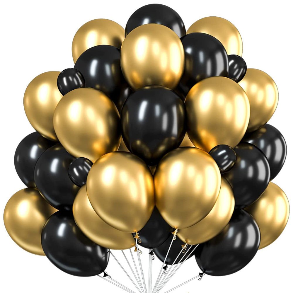 Let's Vybe Balloon Black & Golden