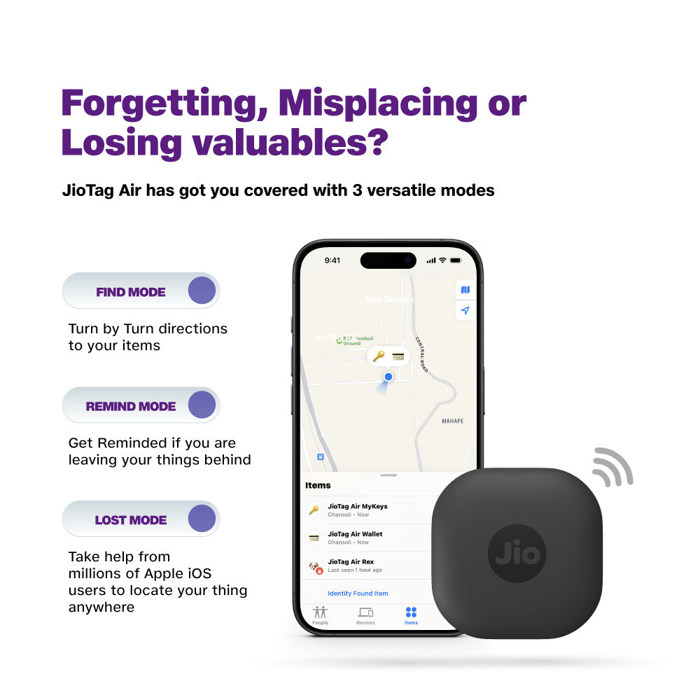 JioTag Air Item Finder, Worldwide Tracking with Apple Find My App on iPhones Wallets(Gray)